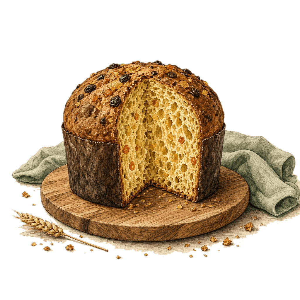 Illustrazione di un panettone artigianale a lievitazione naturale